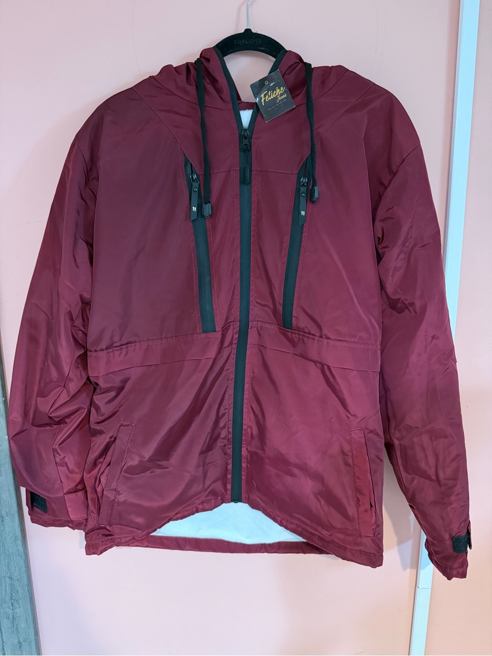 Men's Burgundy Hooded Puffer Jacket